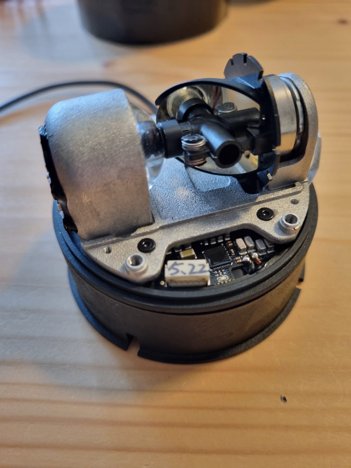 Unitree L1 LiDAR opened — internal rotor and PCB visible